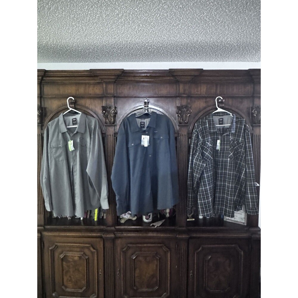 Lot of 3 Wrangler Regular Fit 3XL Long Sleeve Button Up Shirts Big & Tall NWT